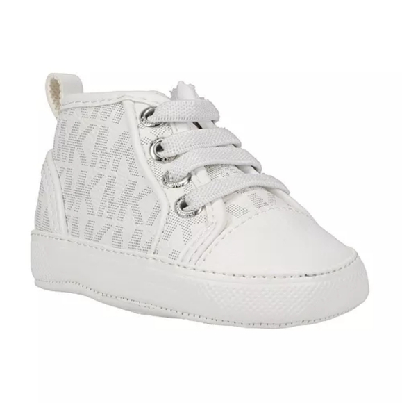 MICHAEL MICHAEL KORS Baby Split Logo Repeat High Top Sneaker Crib Shoes Size 2 - Picture 1 of 9